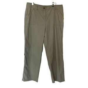 Hearts Of Palm Pants Sz 14 Khaki Beige Straight Leg Convertible Hiking Rip Stop